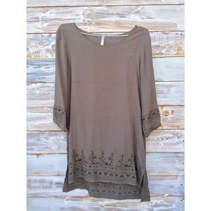 Taupe Embroidered Tunic